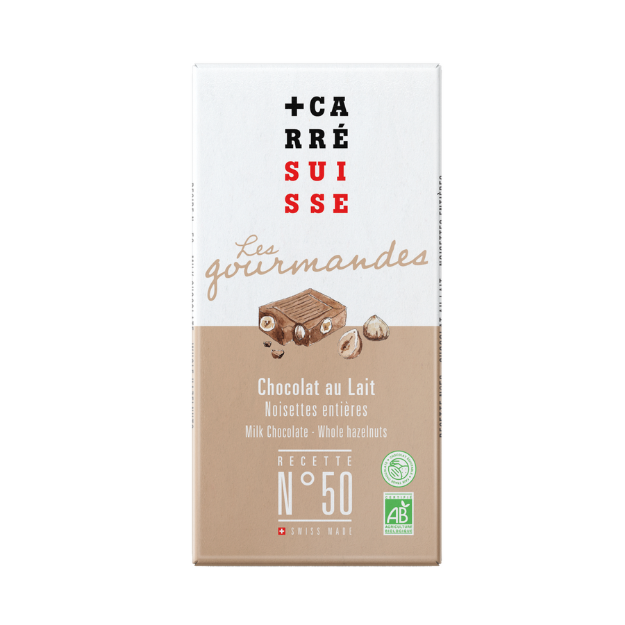 N°50 • Tablette chocolat au lait, noisettes entières (bio)