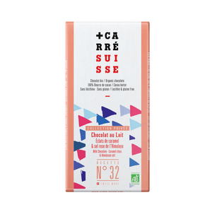 N°32 • Tablette chocolat au lait éclats de caramel & sel rose de l'Himalaya (bio)