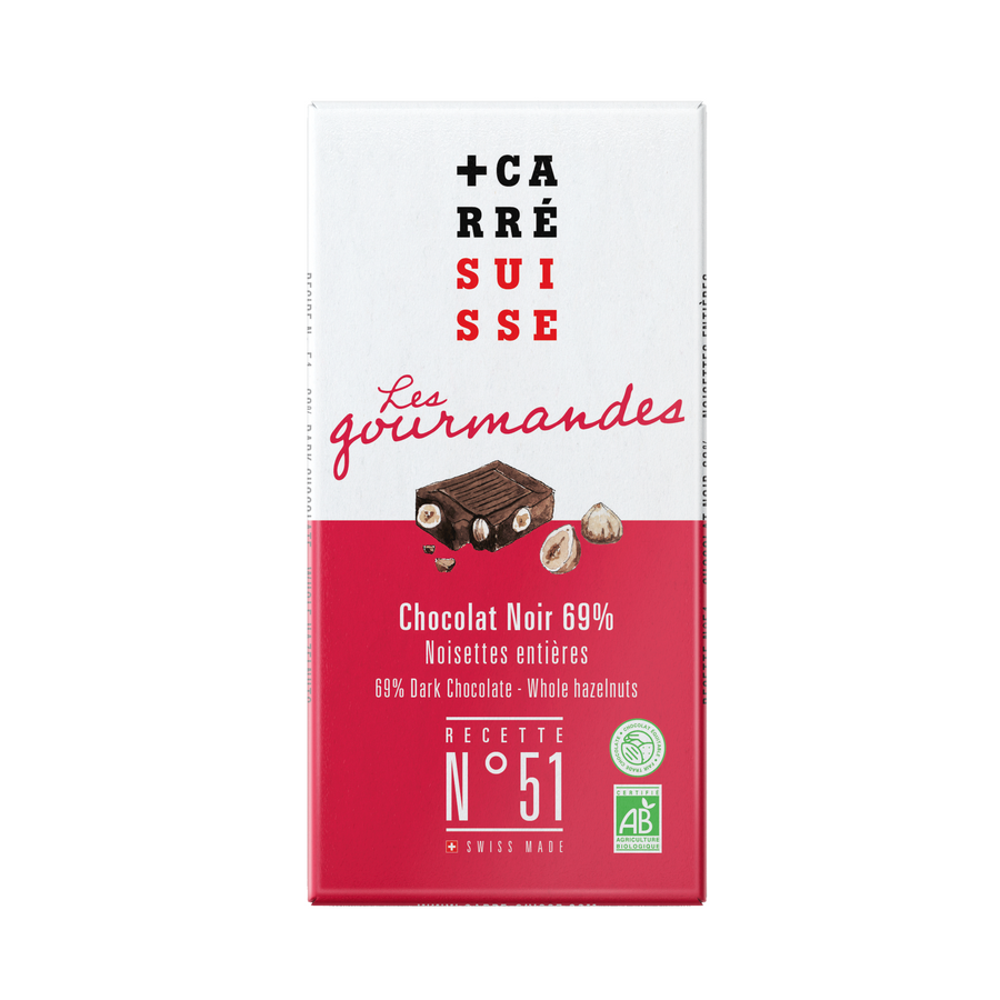 N°51 • Tablette chocolat extra noir 69%, noisettes entières (bio)