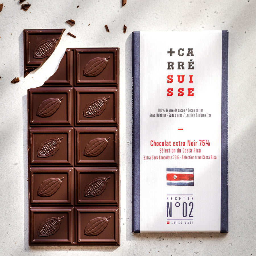 Tablette de chocolat noir Carré Suisse pure origine Costa Rica